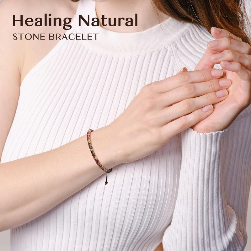 ZOKCC Inspirational Gifts Bracelets for Women: Christmas Day Gifts for Women Friends Sister Mom - Healing Natural Stone Beads Bracelets Thinking of you Get Well Soon Gift for Women - Image 3